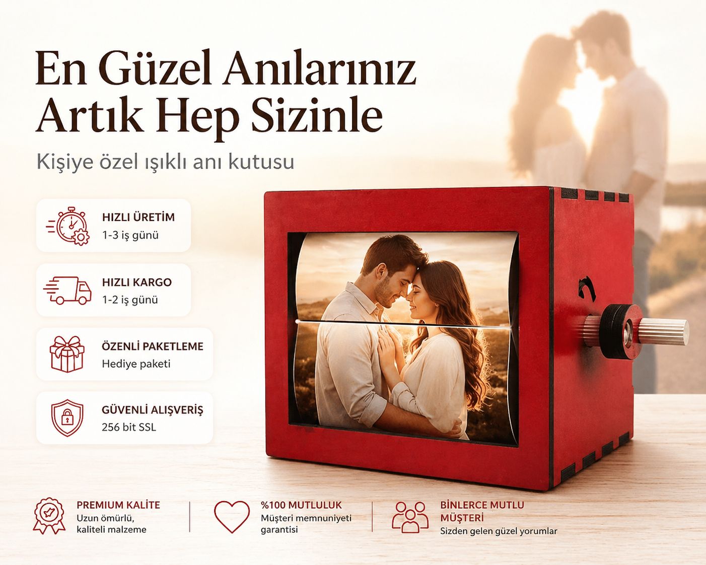 Işıklı Fotoğraf Kutusu (Kişiye Özel Üretim]