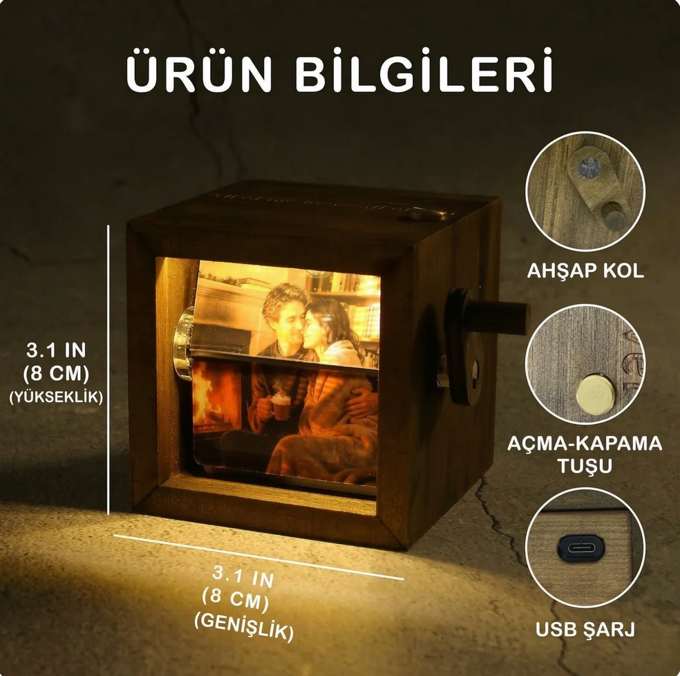 Işıklı Fotoğraf Kutusu (Kişiye Özel Üretim]